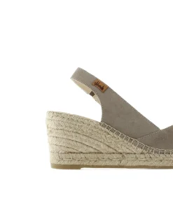 Mujer Vidorreta Sandalias Cuña|Sandalia en serraje taupe Clavel