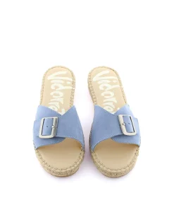 Mujer Vidorreta Sandalias Planas|Sandalias Bio|Sandalia hebilla en serraje jeans Malta