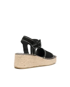 Vidorreta Outlet|Sandalia hebilla serraje negro Vinci