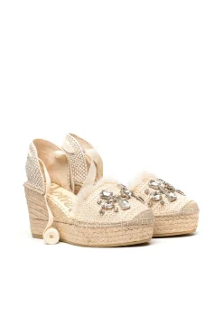 Mujer Vidorreta Sandalias Cuña|Sandalia rafia cristal crudo Tilo 5