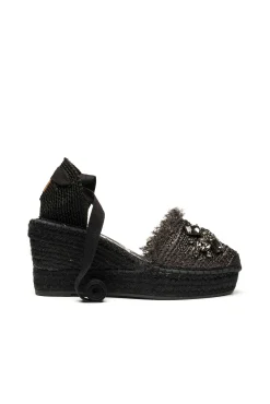 Mujer Vidorreta Sandalias Cuña|Sandalia rafia cristal negro Tilo 5