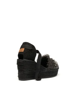 Mujer Vidorreta Sandalias Cuña|Sandalia rafia cristal negro Tilo 5