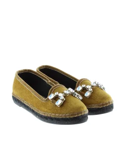 Vidorreta Outlet|Slipper adorno en terciopelo mostaza Pitiusa
