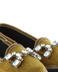 Vidorreta Outlet|Slipper adorno en terciopelo mostaza Pitiusa