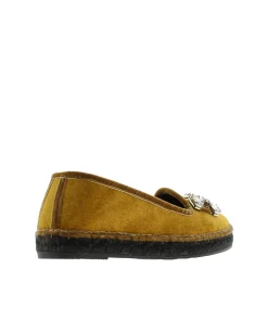 Vidorreta Outlet|Slipper adorno en terciopelo mostaza Pitiusa