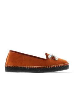 Vidorreta Outlet|Slipper adorno en terciopelo teja Pitiusa
