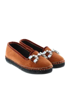 Vidorreta Outlet|Slipper adorno en terciopelo teja Pitiusa
