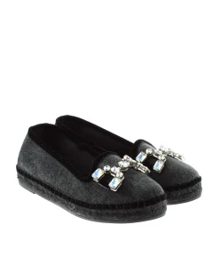 Vidorreta Outlet|Slipper adorno en terciopelo negro Pitiusa