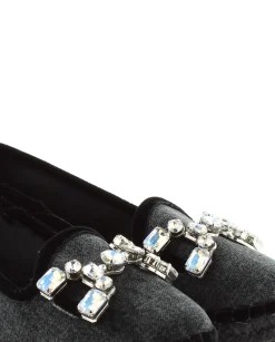 Vidorreta Outlet|Slipper adorno en terciopelo negro Pitiusa