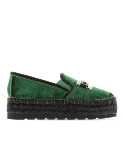 Vidorreta Outlet|Slipper detalle en terciopelo verde Merce Doble