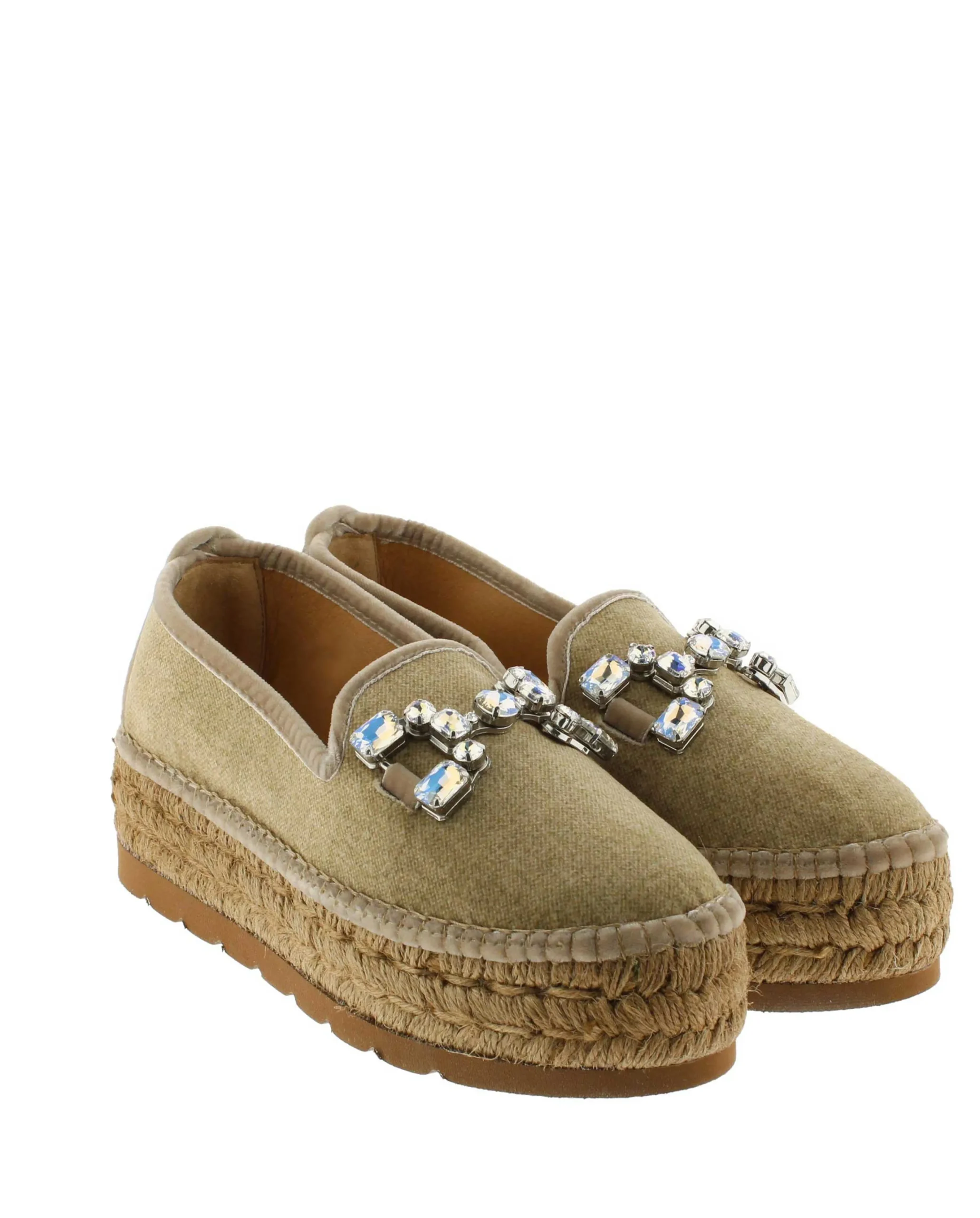 Vidorreta Outlet|Slipper detalle en terciopelo arena Merce Doble