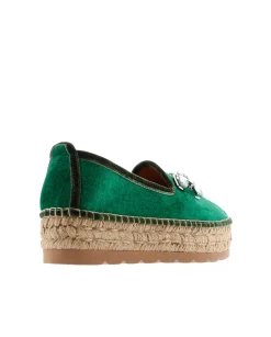 Vidorreta Outlet|Slipper detalle en terciopelo verde Merce Doble