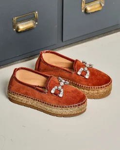 Vidorreta Outlet|Slipper detalle en terciopelo teja Merce Doble