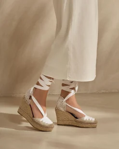 Mujer Vidorreta Sandalias Cuña|Valenciana cintas en lino metal blanco Tilo 7