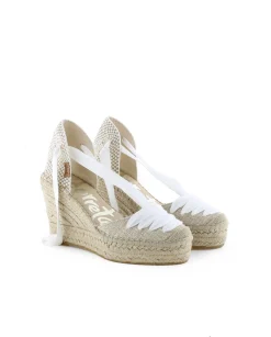 Mujer Vidorreta Sandalias Cuña|Valenciana cintas en lino metal blanco Tilo 7