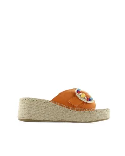 Mujer Vidorreta Zuecos|Zueco broche en serraje naranja Vinci