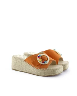 Mujer Vidorreta Zuecos|Zueco broche en serraje naranja Vinci