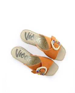 Mujer Vidorreta Zuecos|Zueco broche en serraje naranja Vinci