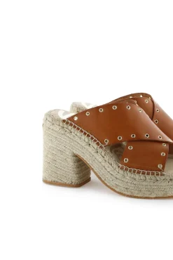 Mujer Vidorreta Zuecos|Sandalias Cuña|Zueco cruzado vaquetta cuero