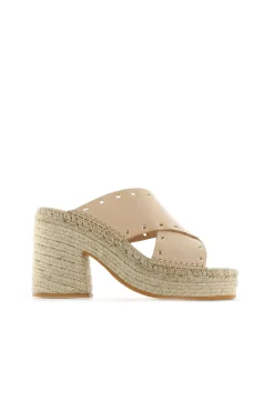Mujer Vidorreta Zuecos|Sandalias Cuña|Zueco cruzado vaquetta natural