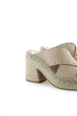Mujer Vidorreta Zuecos|Sandalias Cuña|Zueco cruzado vaquetta natural