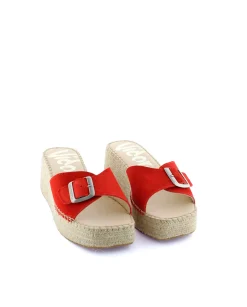 Mujer Vidorreta Zuecos|Zueco hebilla en serraje rojo Vinci
