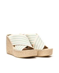Vidorreta Outlet|Zueco lino turquesa Monet